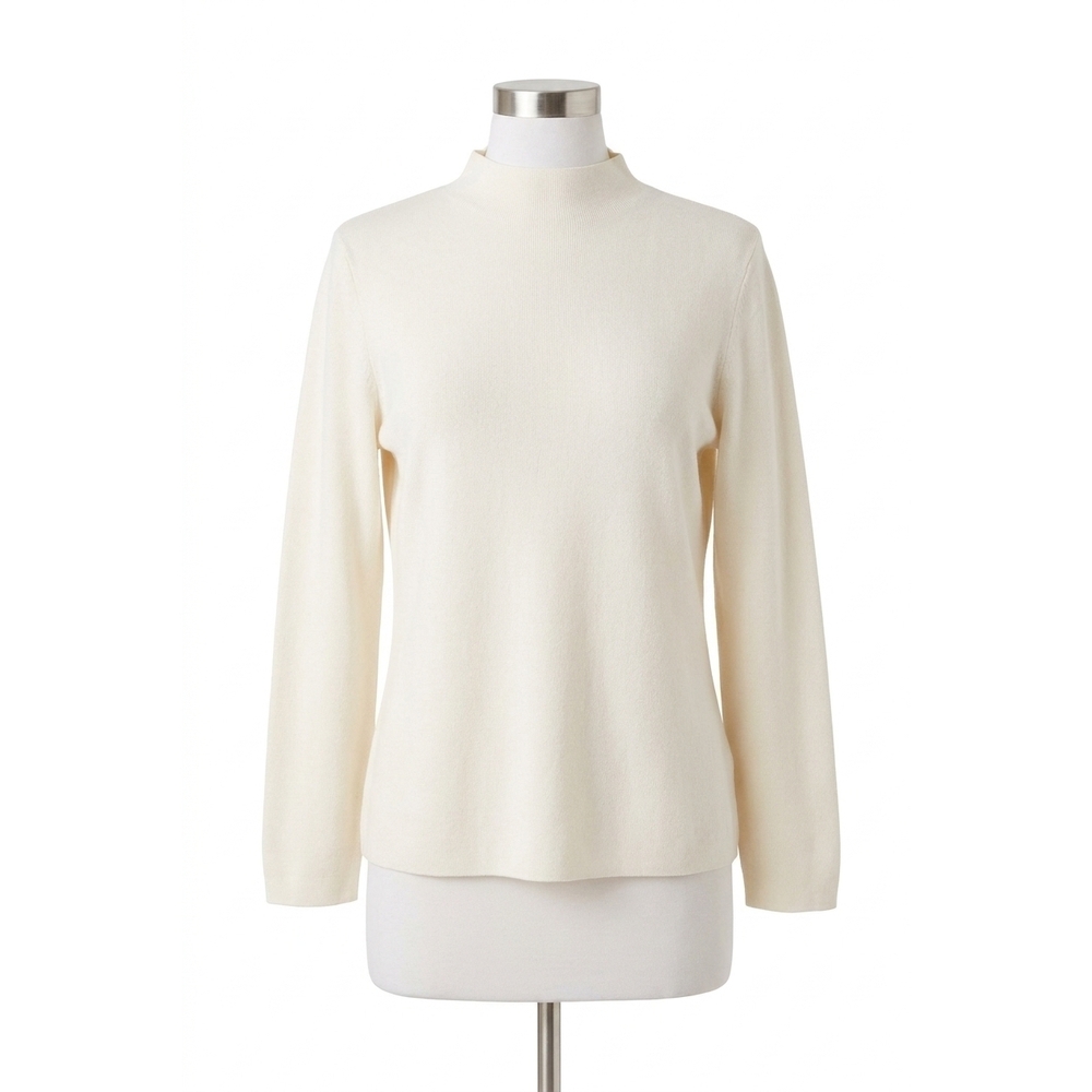 NEW TIBI long sleeve funnel neck sweater in vanilla